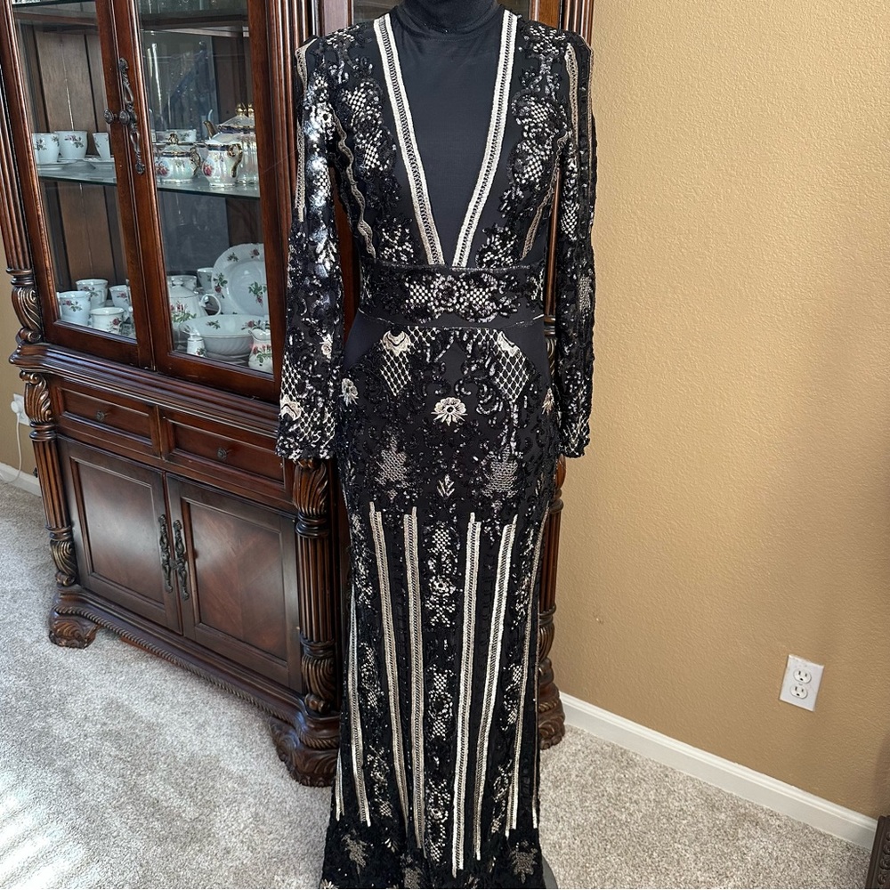Long sleeve Sequin Evening Gown